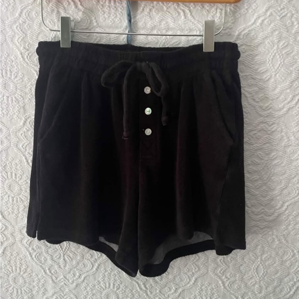 DONNI. Black Terry Lounge Shorts